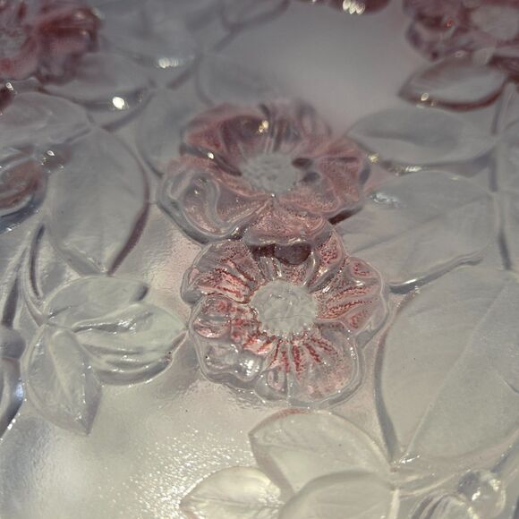 MIKASA Rosella Round Serving Platter 12" Walther Crystal Pink Rose Ruffled - Picture 13 of 14